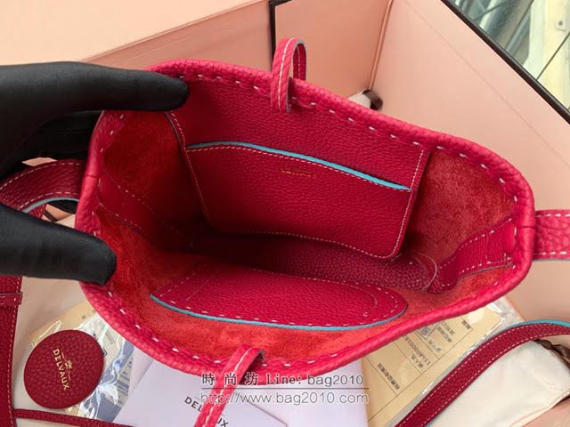 DELVAUX女包 Delvaux Pin春夏系列 德爾沃女手提包 D00315覆盆子紅色 Delvaux女單肩包  fcs1322